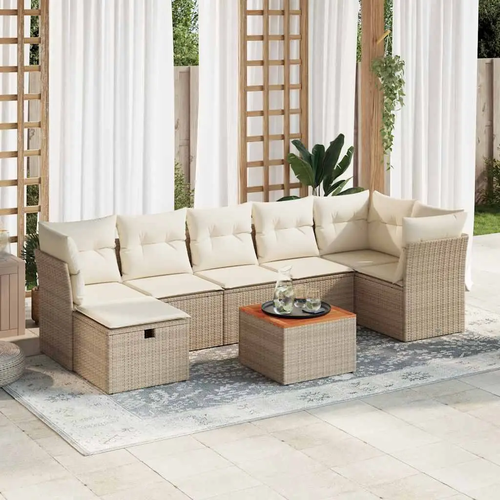 Ensemble de Jardin 8 pcs en Résine Tressée Modulable pour Terrasse Patio Beige – ComfortXL Outdoor Living