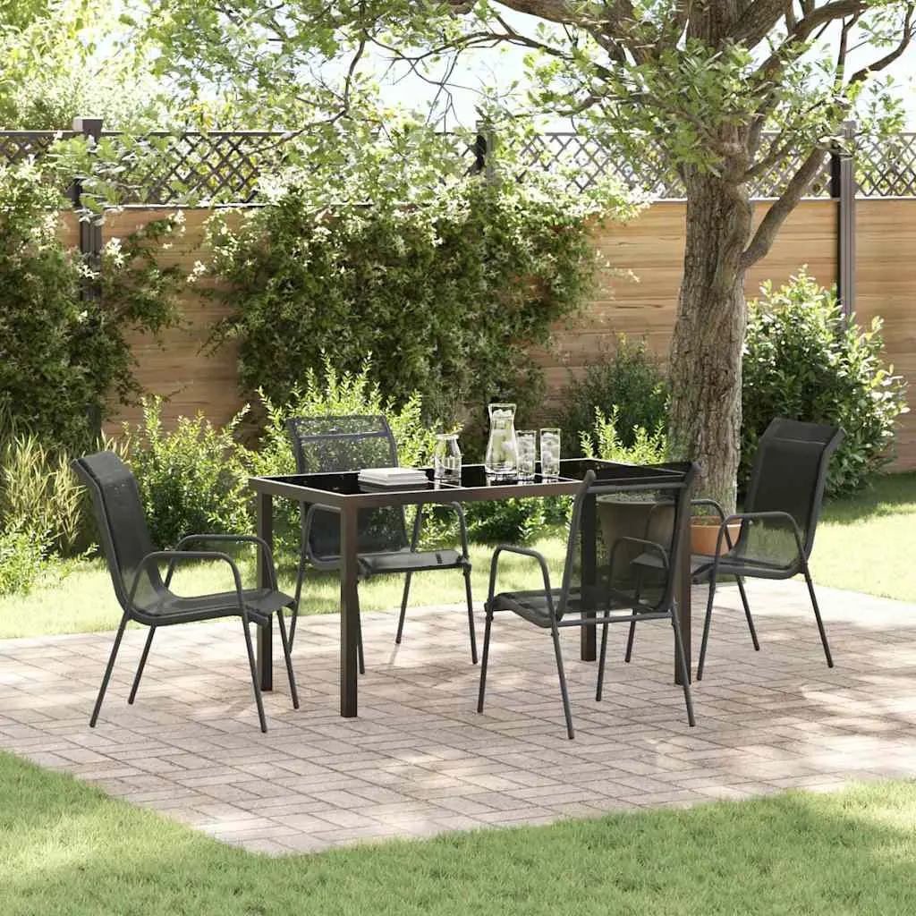 Ensemble de salle à manger pour jardin 5 pcs Noir vidaXL 3379137