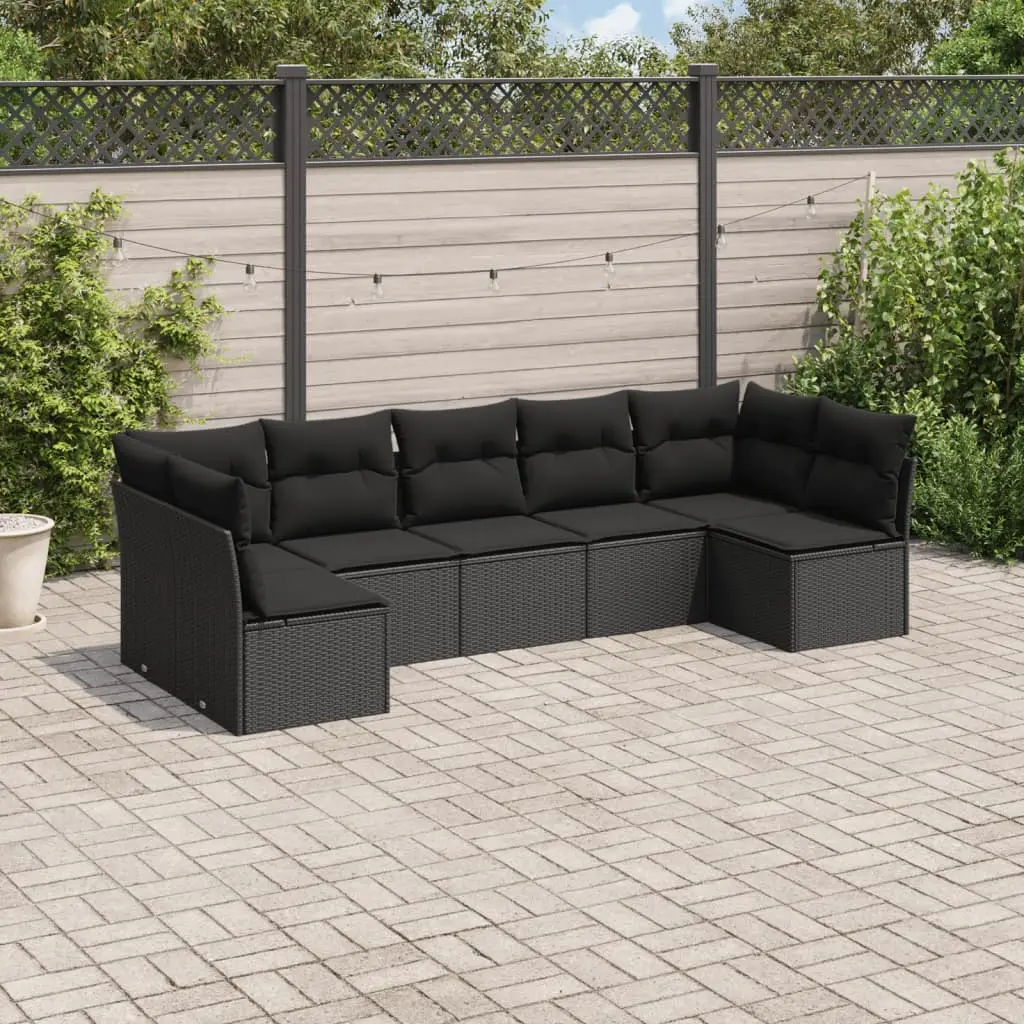 Ensemble Canapés de Jardin 7 Pièces en Résine Tressée pour Extérieur Noir – ComfortXL Outdoor Living