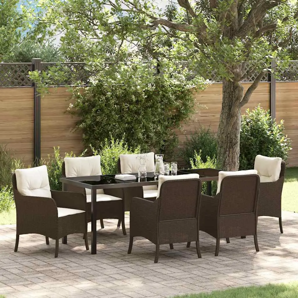 Ensemble de salle à manger pour jardin 7 pcs Marron polyrotin vidaXL 3380160