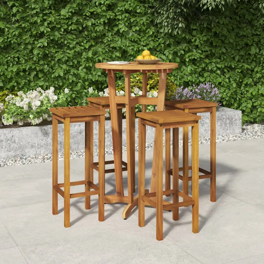 Ensemble de bar de jardin 5 pcs bois d’acacia solide vidaXL 3154385