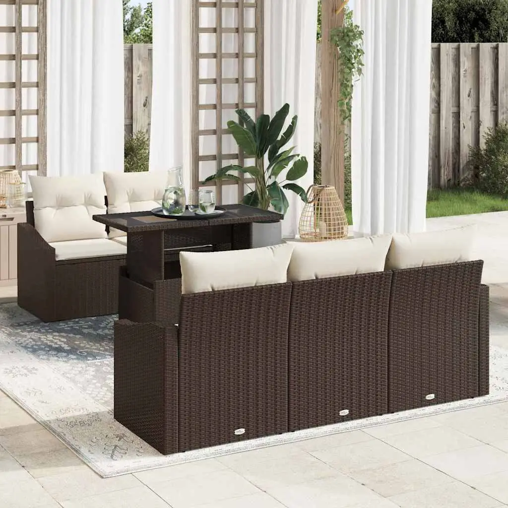 Ensemble Canapé Extérieur 6 Pièces Marron Tressé Confortable pour Repas et Détente au Soleil – ComfortXL Outdoor Living