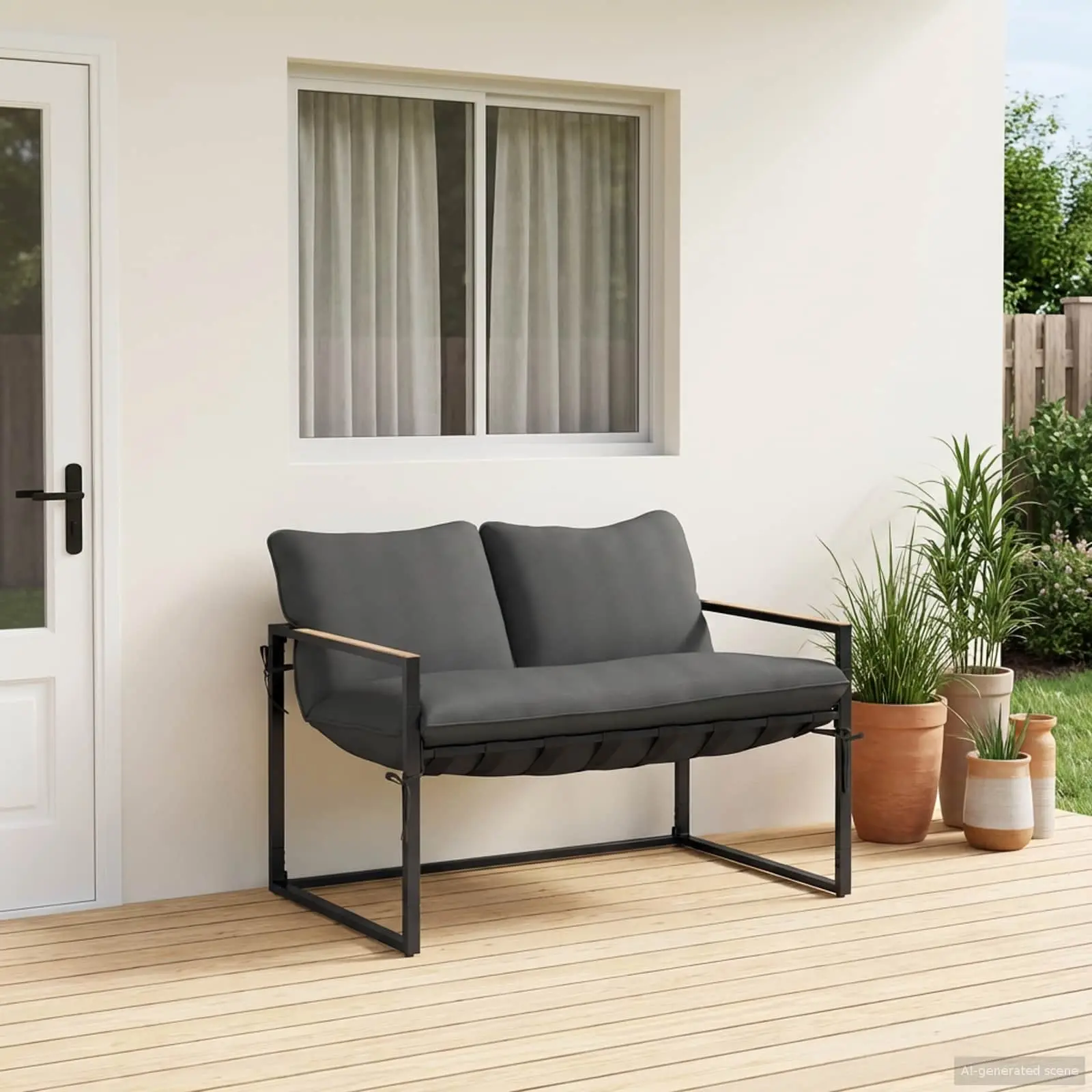 Ensemble de canapé de jardin Noir et anthracite Acier vidaXL 42034816