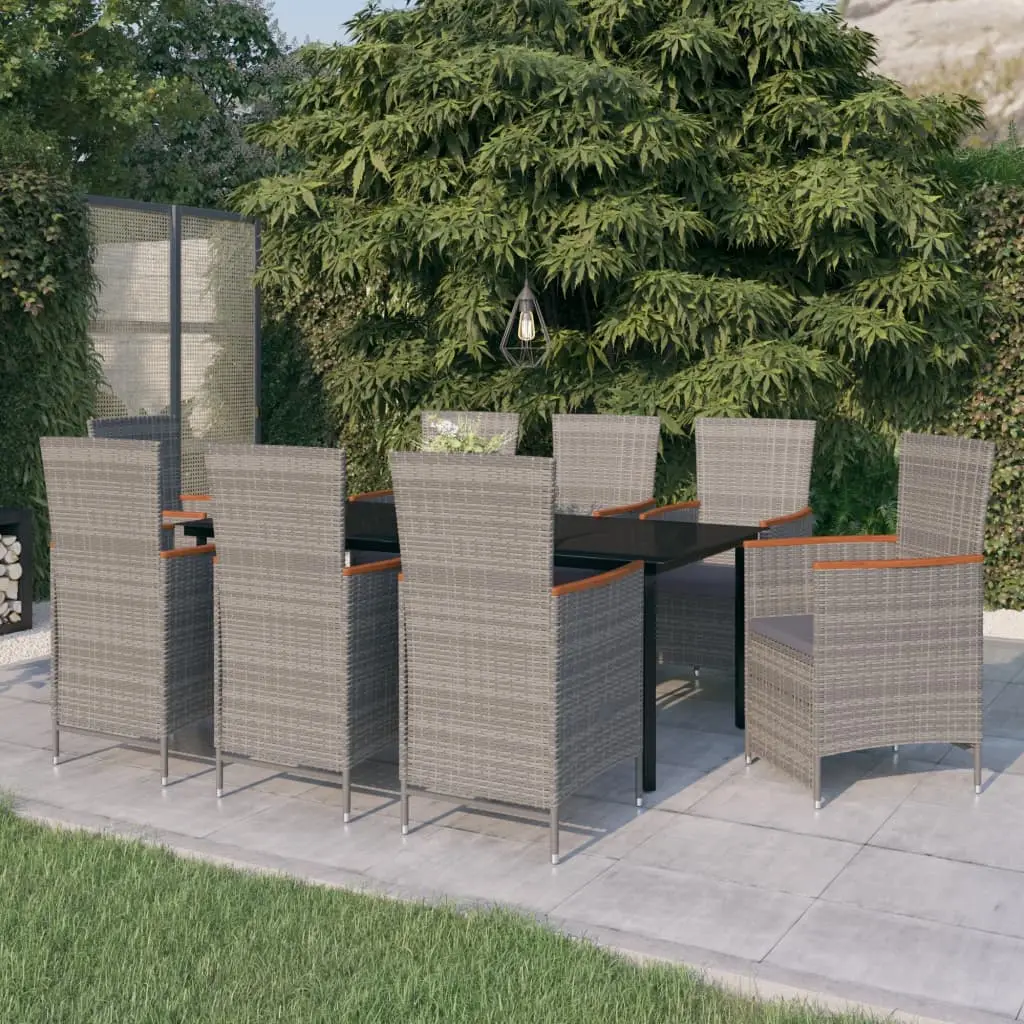 Ensemble de Jardin Repas 8 Personnes en Résine Tressée Grise et Bois Massif – ComfortXL Outdoor Living