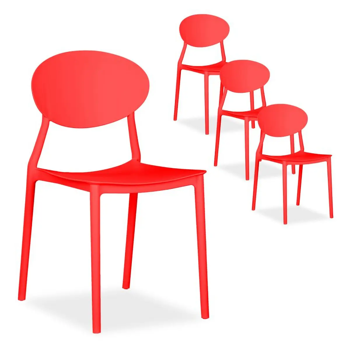 Ensemble de 4 chaises de jardin rouges élégantes et pratiques