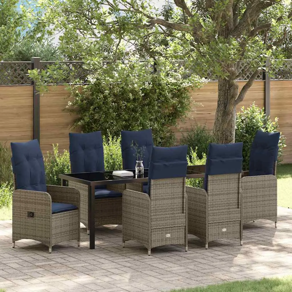 Ensemble de salle à manger pour jardin 7 pcs Noir polyrotin vidaXL 3379665