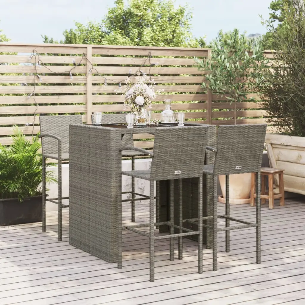 Ensemble de bar de jardin 5 pcs gris résine tressée vidaXL 3187667