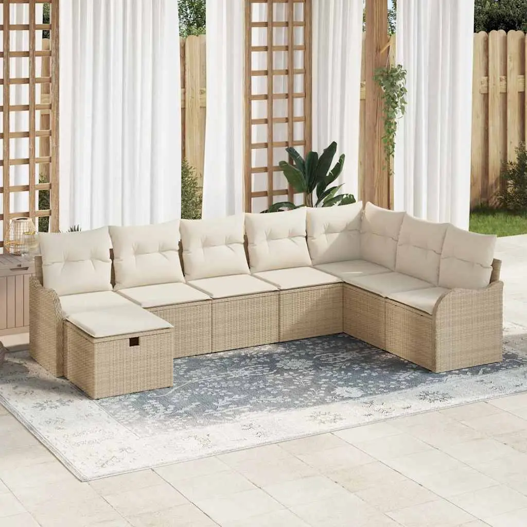 Ensemble de Canapés avec coussin 8 pcs Beige et crème polyrotin vidaXL 3359030