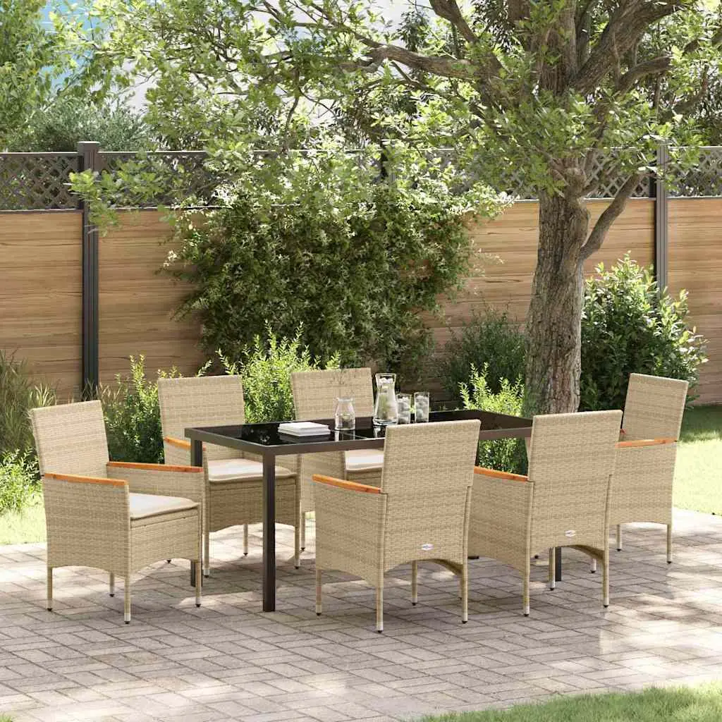 Ensemble de salle à manger pour jardin 7 pcs Beige polyrotin vidaXL 3379860 Beige