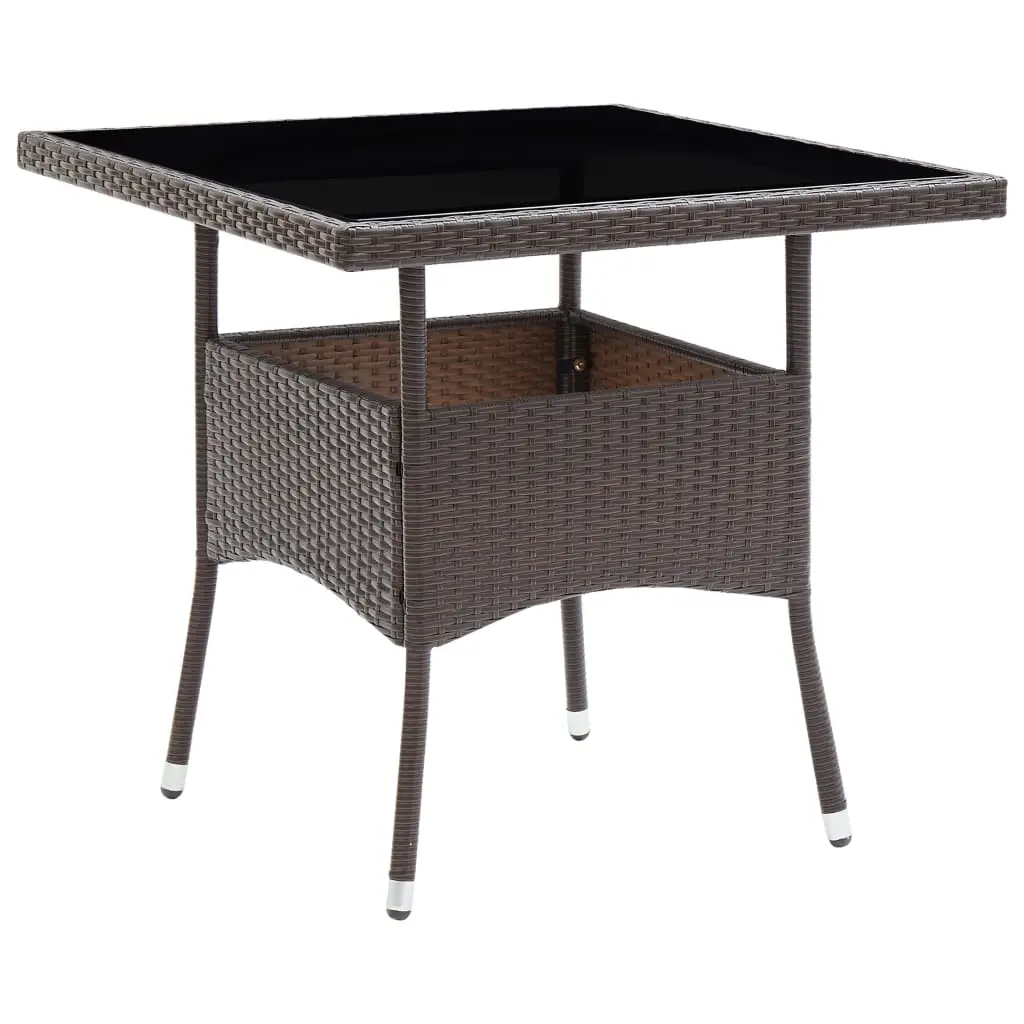 Ensemble de 5 pcs table de jardin avec chaises – mobilier de jardin Marron Résine tressée et verre