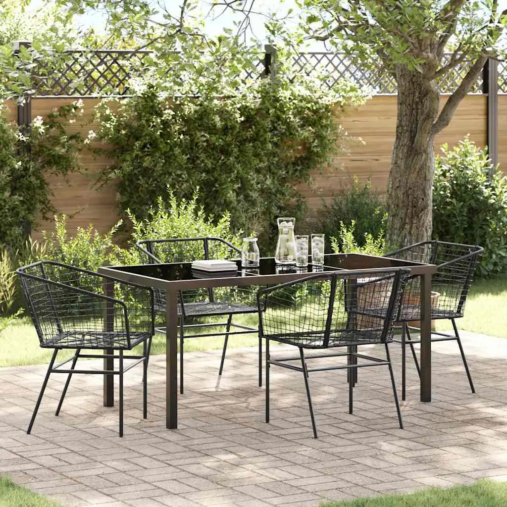Ensemble de salle à manger pour jardin 5 pcs Noir polyrotin vidaXL 3380893
