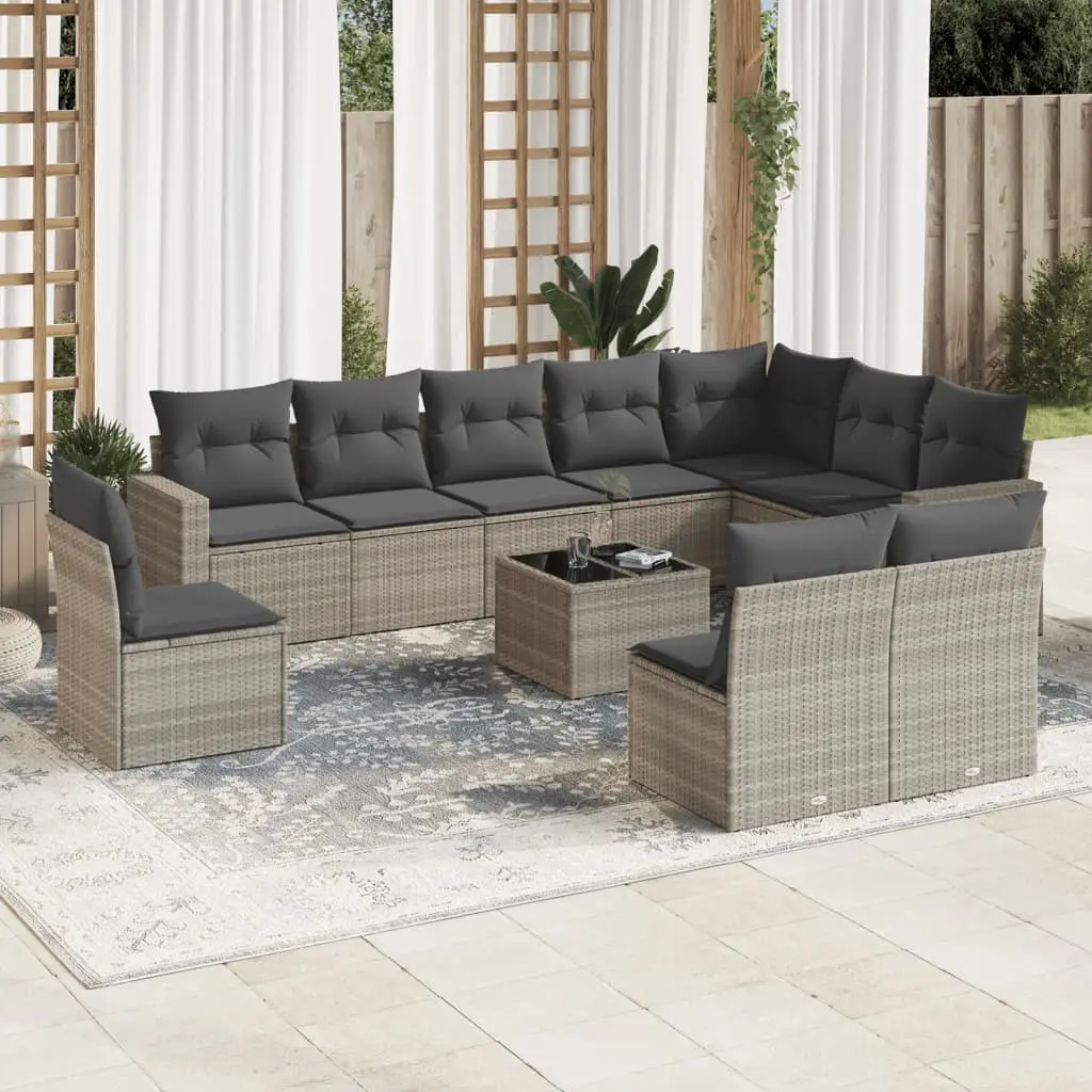 Ensemble Canapé Modulable 10 places Résine Tressée pour Extérieur Gris Clair – ComfortXL Outdoor Living