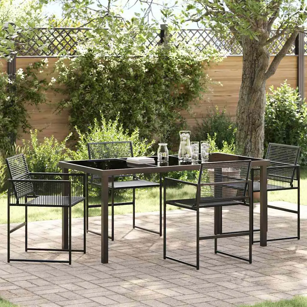Ensemble de Repas Pliable 4 Places pour Terrasse avec Coussins Confort Noir – ComfortXL Outdoor Living