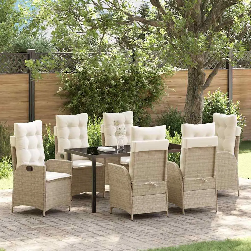 Ensemble de salle à manger pour jardin 7 pcs Beige polyrotin vidaXL 3380509 Beige