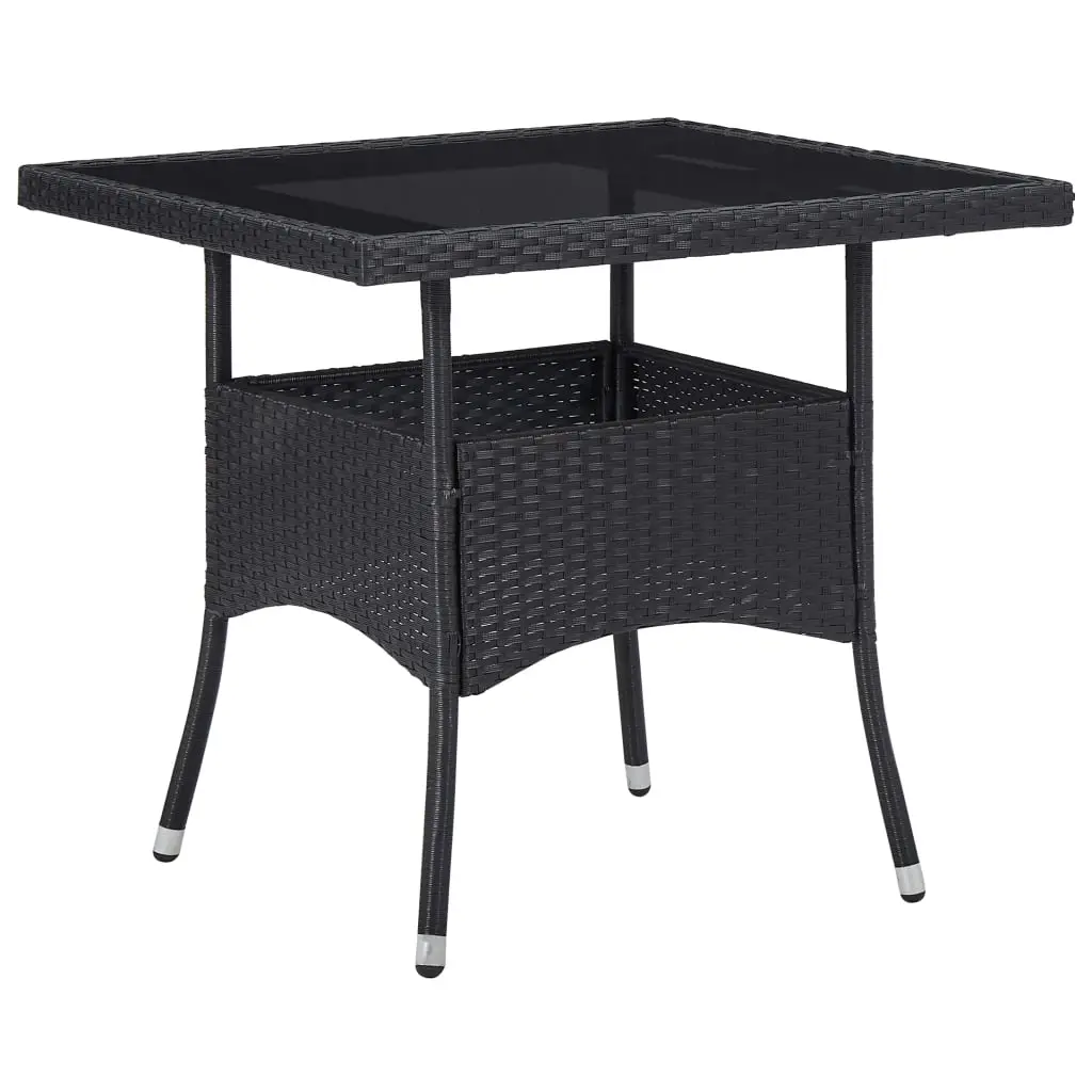 Ensemble de 3 pcs table de jardin avec chaises – mobilier de jardin Noir Résine tressée et acacia-JU2881