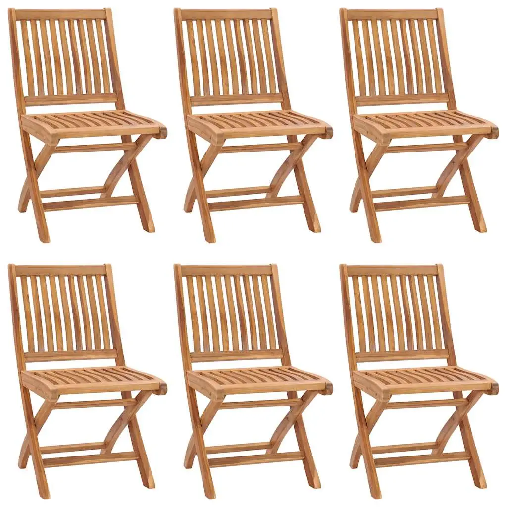 Ensemble de 6 Chaises de Jardin Pliables en Bois de Teck Solide pour Économiser de l’Espace Terrasse Brun – ComfortXL Outdoor Living