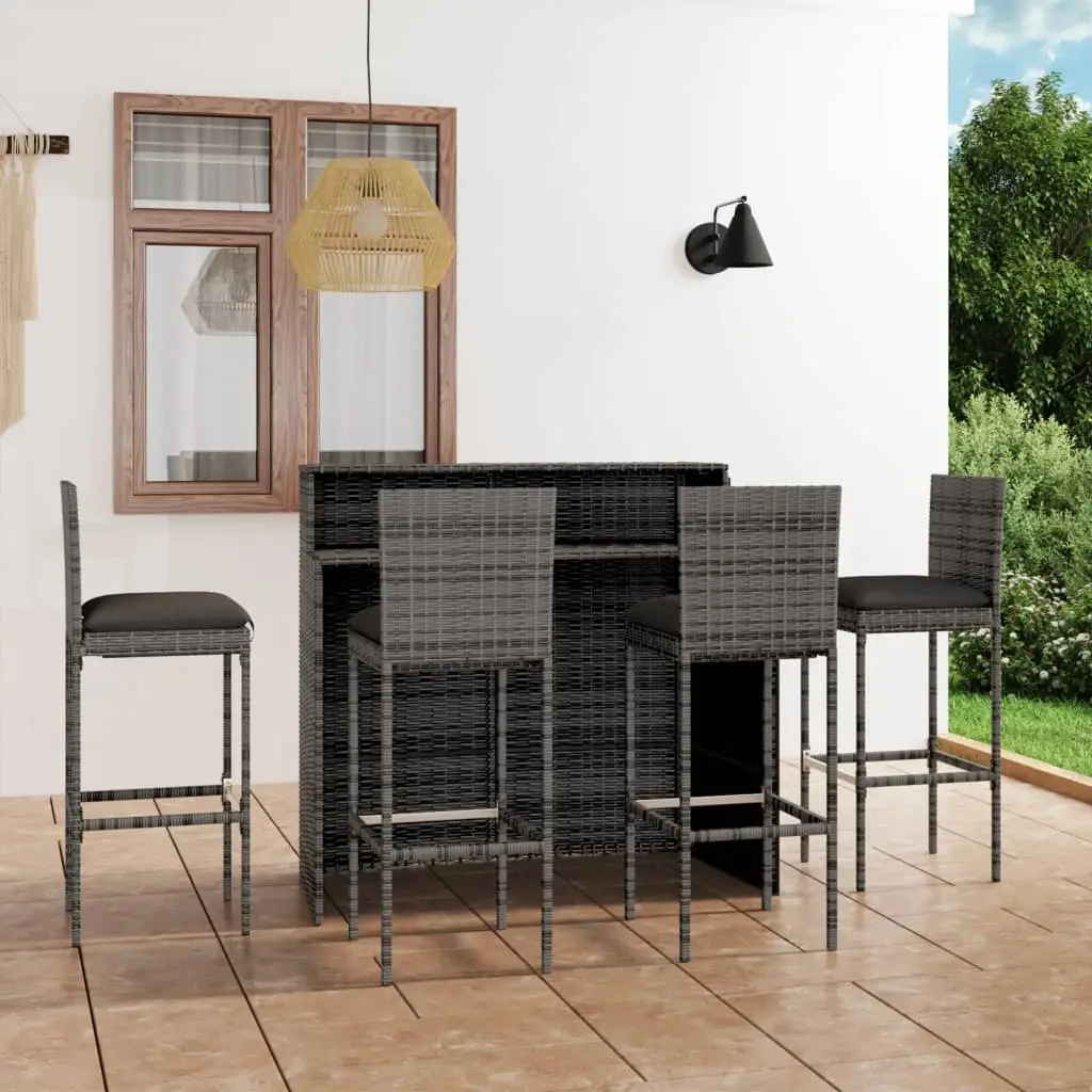 Ensemble de bar de jardin avec coussins 5 pcs Gris vidaXL 3064884