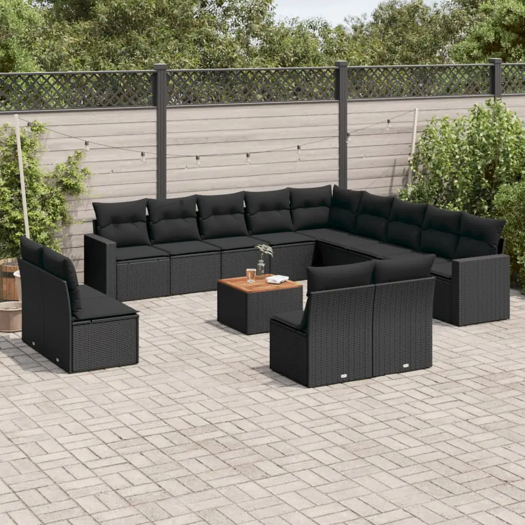 Ensemble Canapé de Jardin Résine Tressée Modulable 14 Pièces pour Extérieur Noir – ComfortXL Outdoor Living