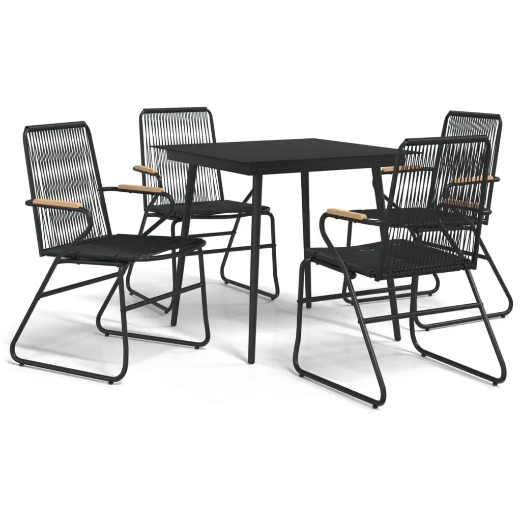 Ensemble de 5 pcs table de jardin avec chaises – mobilier de jardin Noir Rotin PVC-JU2916