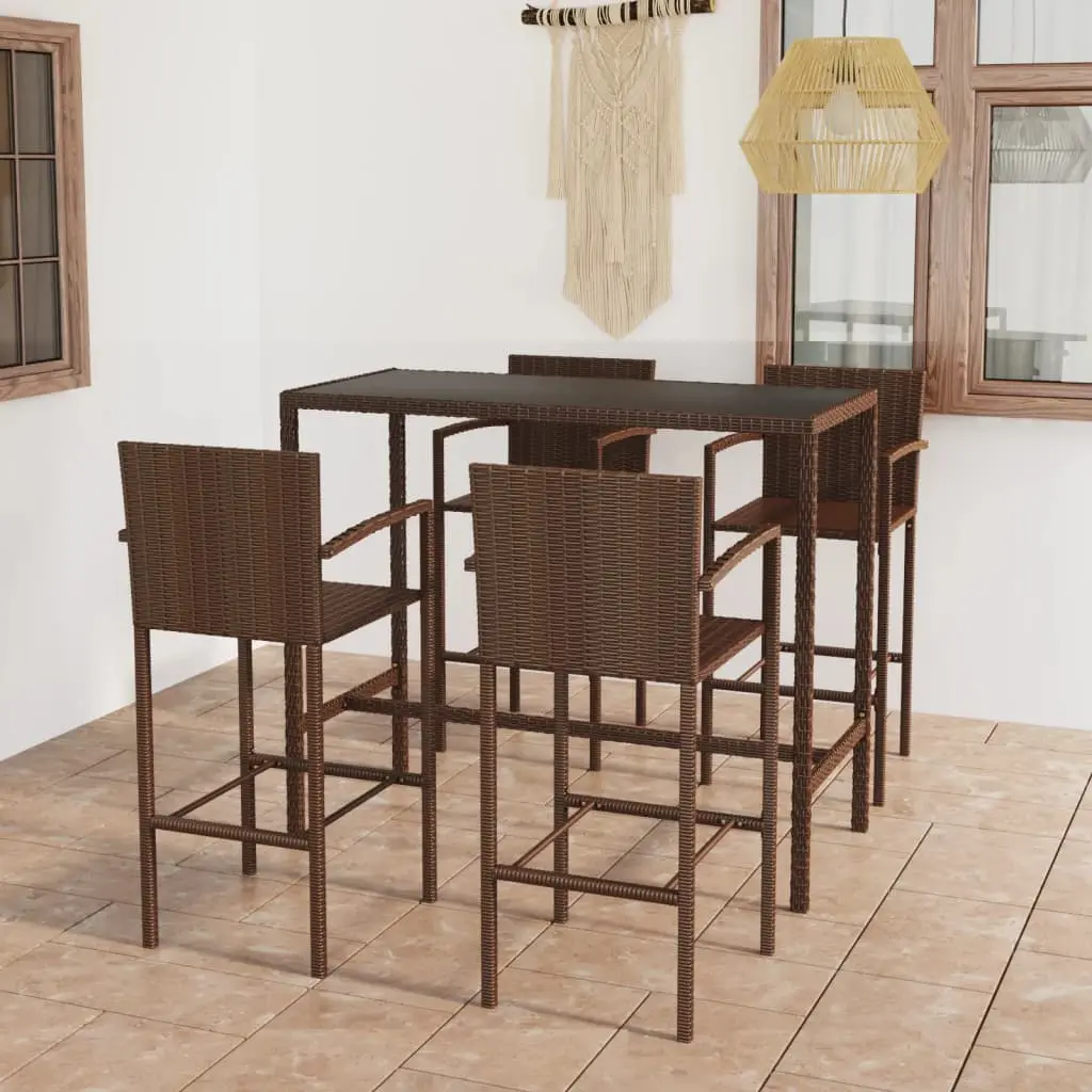 Ensemble de bar de jardin 5 pcs Résine tressée Marron vidaXL 3064842