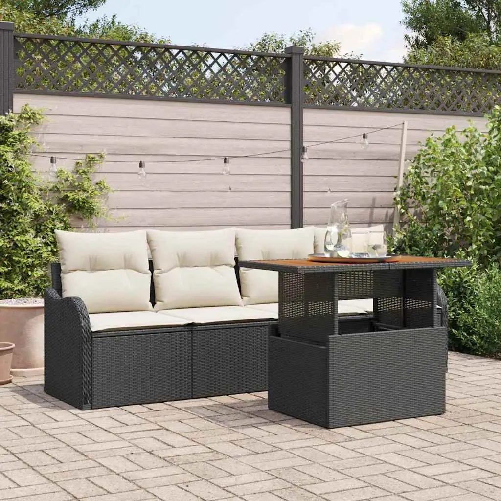 Ensemble de canapé de jardin avec stockage 5 pcs Noir polyrotin vidaXL 3358126