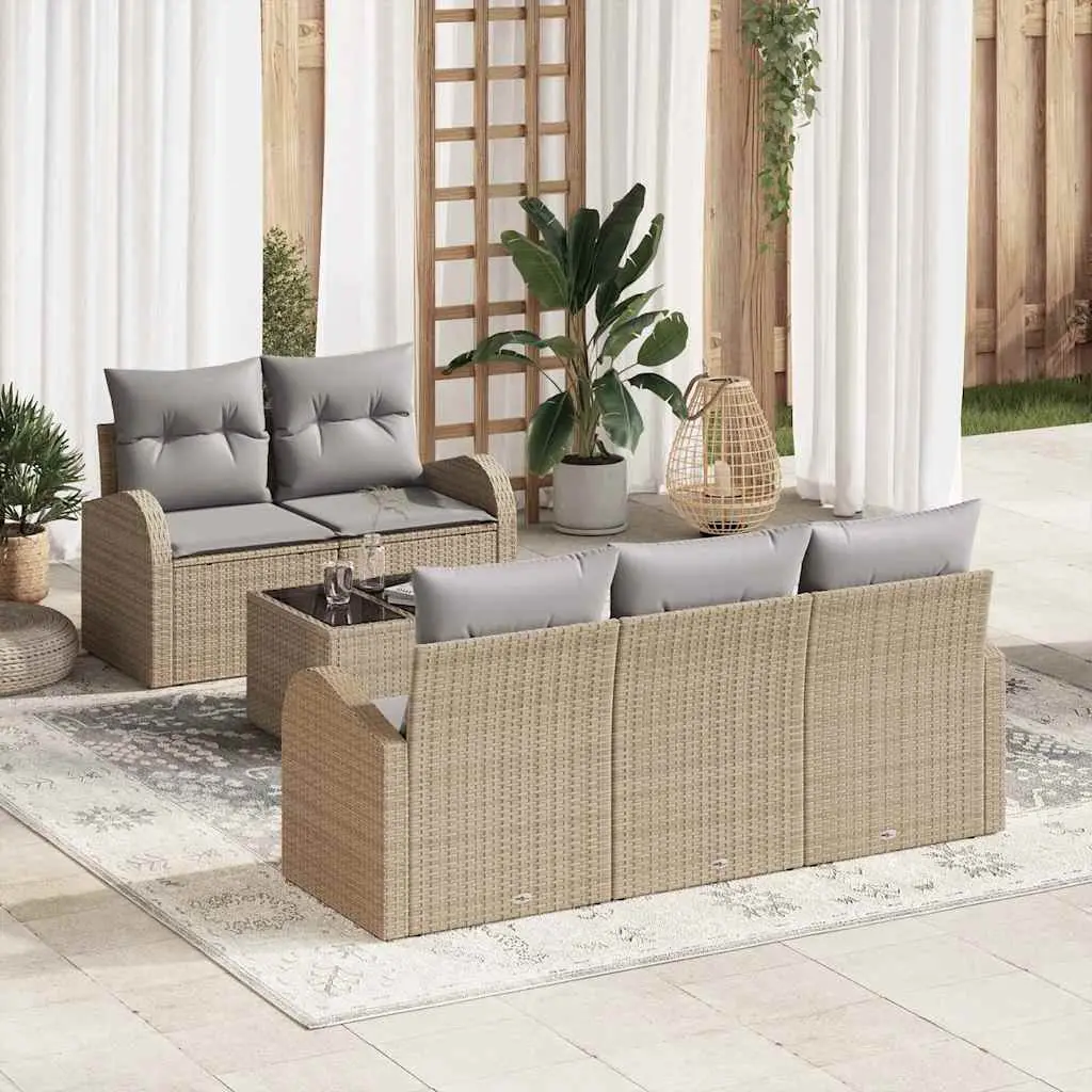 Ensemble de canapé de jardin Beige 55 x 55 x 37 cm polyrotin vidaXL 3345920