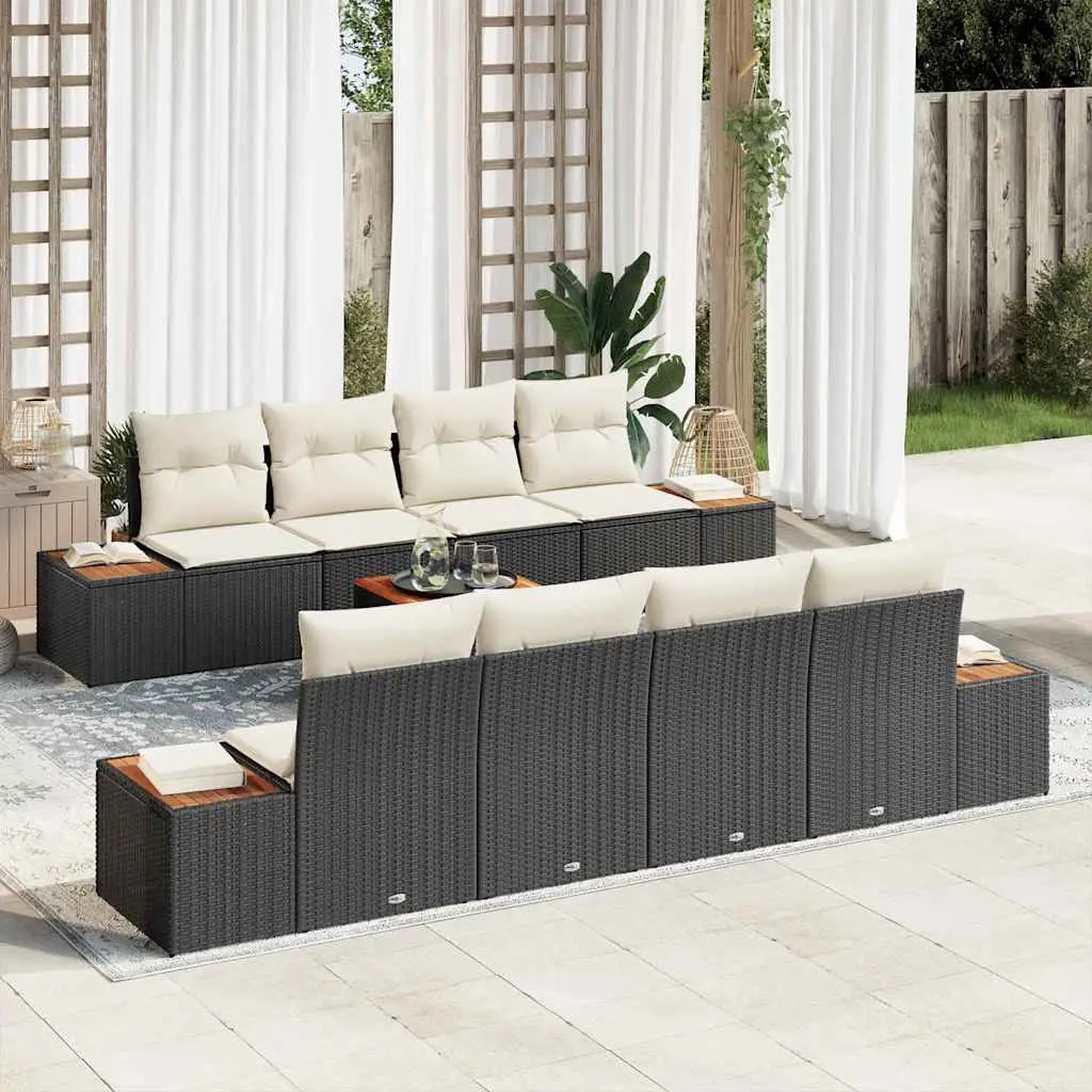 Ensemble de jardin 9 pcs avec rangement intégré et table en poly rotin Noir – ComfortXL Outdoor Living