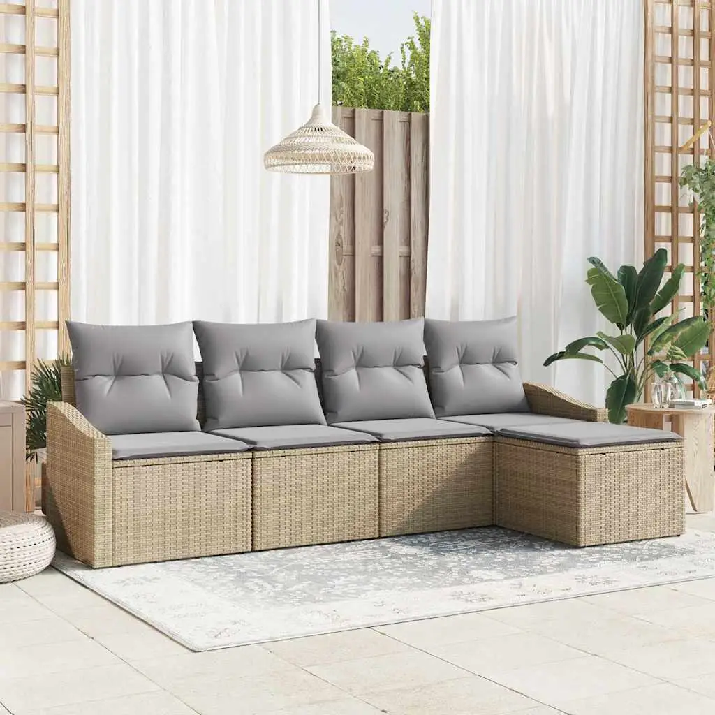 Ensemble de Canapés avec coussin 5 pcs Beige polyrotin vidaXL 3346680