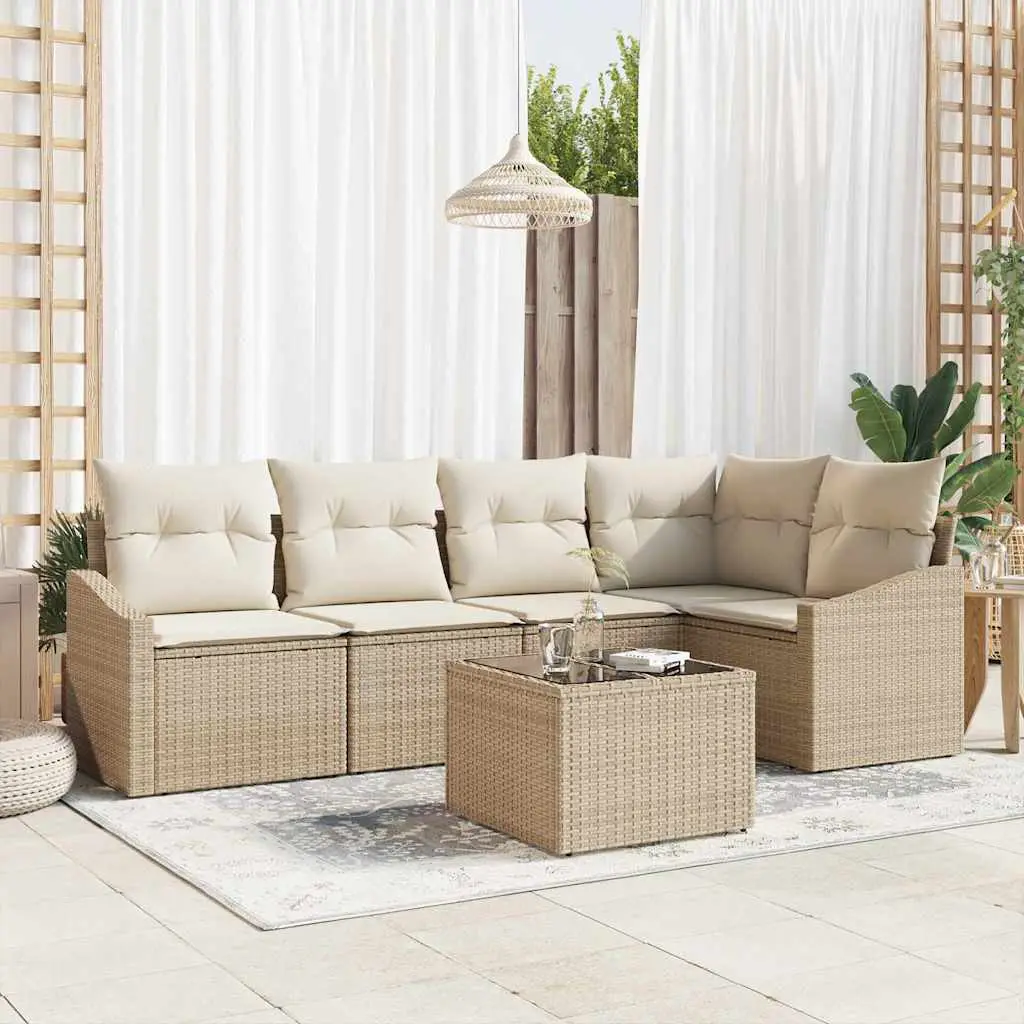 Ensemble de Canapés avec coussin 6 pcs Beige polyrotin vidaXL 3346731