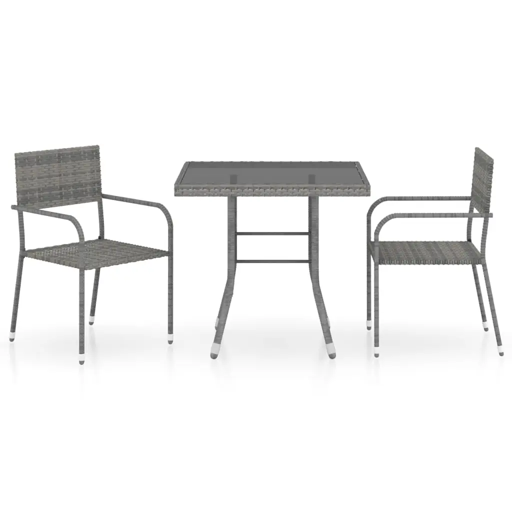 Ensemble de 3 pcs table de jardin avec chaises – mobilier de jardin Résine tressée Anthracite gris