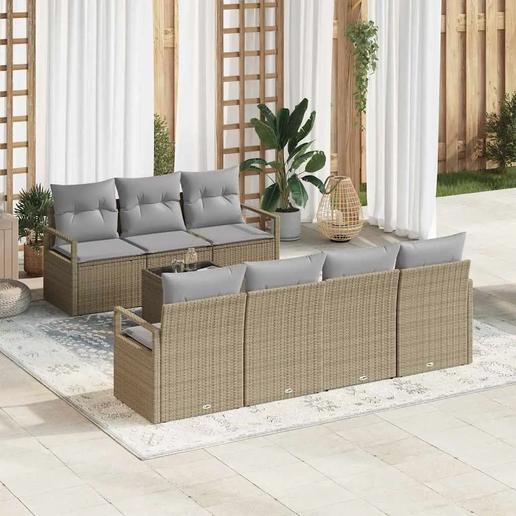 Ensemble de Canapés avec coussin 8 pcs Beige et gris polyrotin vidaXL 3346290