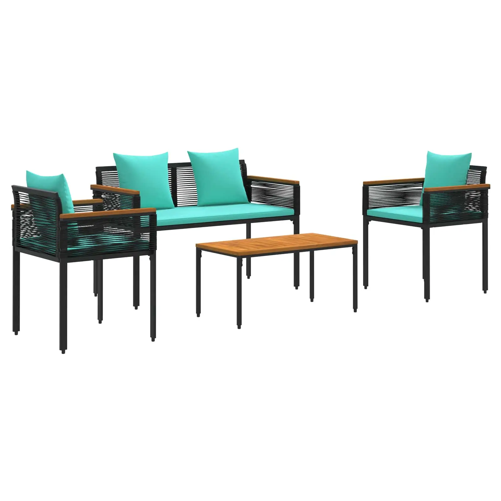 Ensemble de meubles d’extérieur 4 pcs | Mobilier d’extérieur Noir et turquoise Maison Chic