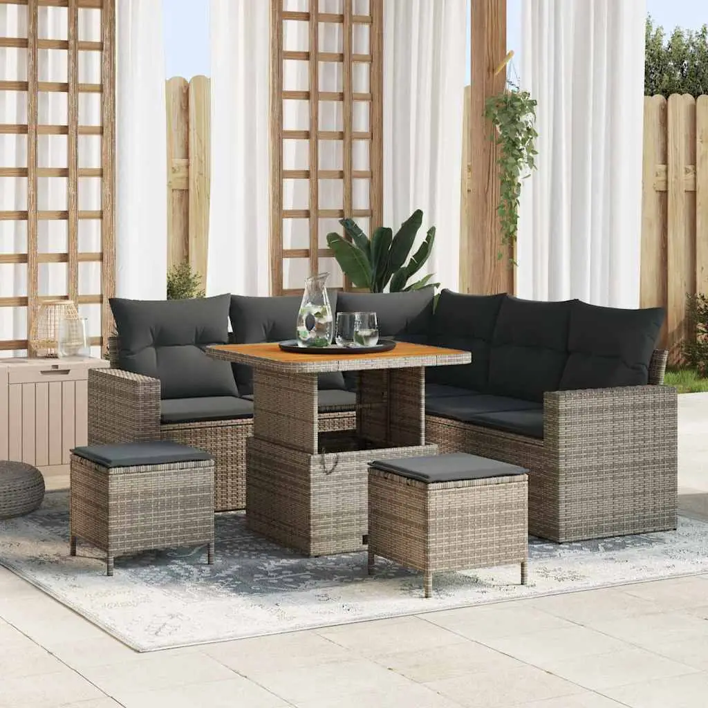 Ensemble de canapé de jardin avec coussin 9 pcs Gris polyrotin vidaXL 3363563