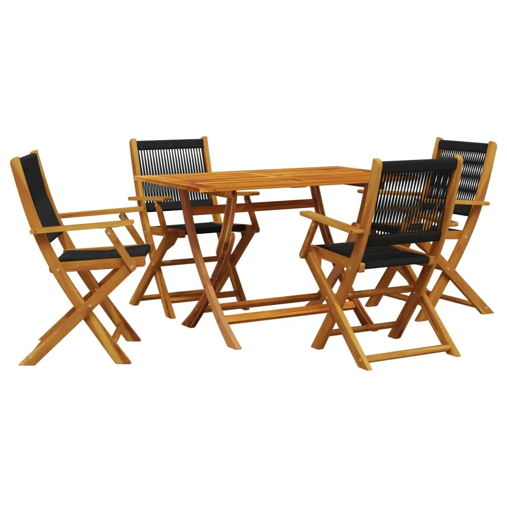 Ensemble de 5 pcs table de jardin avec chaises – mobilier de jardin noir polypropylène bois massif