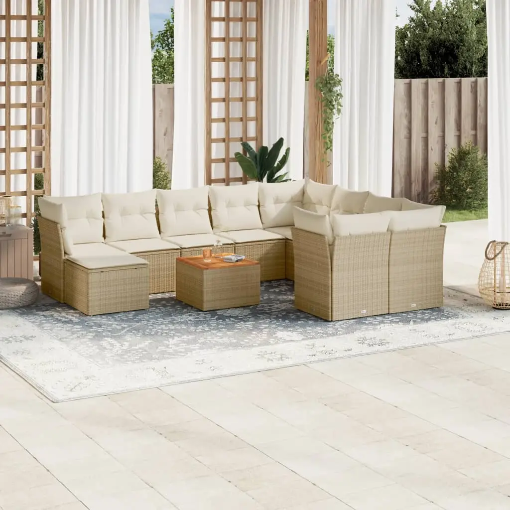 Ensemble de jardin modulable 11 pcs en résine tressée avec repose-pied pour terrasse Beige – ComfortXL Outdoor Living