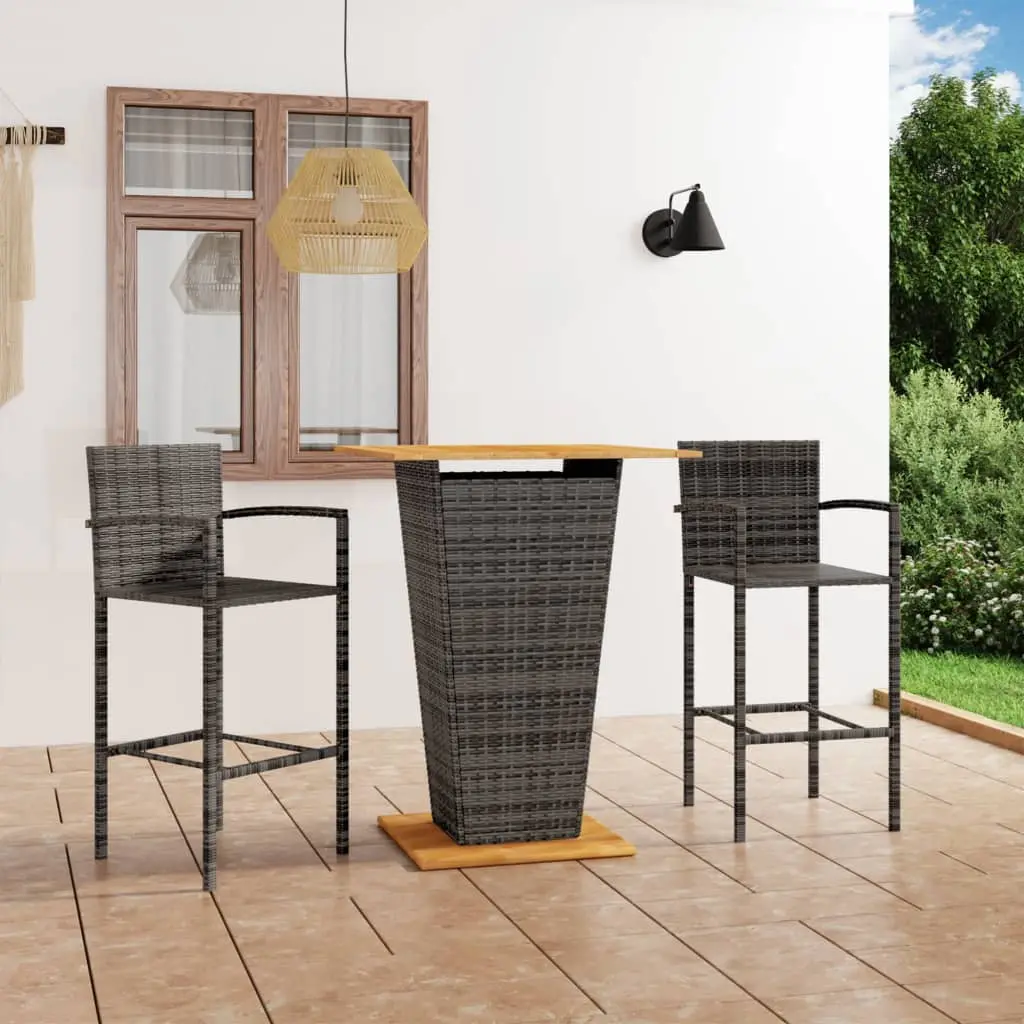 Ensemble de bar de jardin 3 pcs Gris vidaXL 3064869