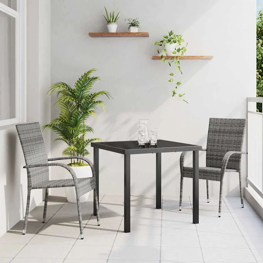 Ensemble de Repas pour Balcon 2 Places en Poly Rotin pour Usage Quotidien Gris – ComfortXL Outdoor Living