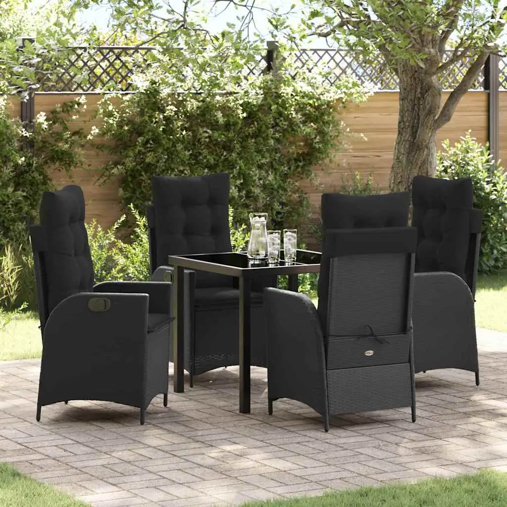 Ensemble de salle à manger pour jardin 5 pcs Noir polyrotin vidaXL 3380485