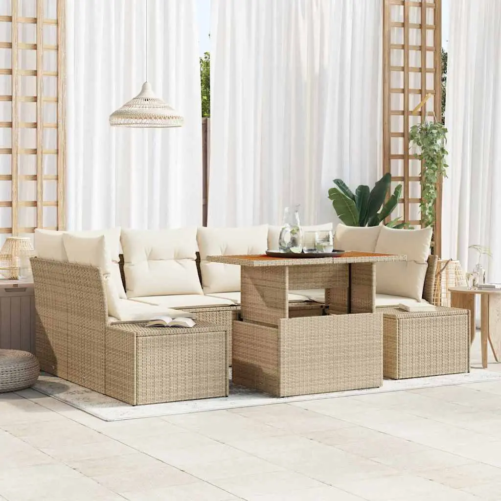 Ensemble de salle à manger pour jardin 7 pcs Beige et crème vidaXL 3349917 beige et crème