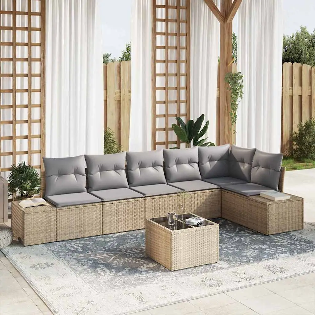 Ensemble de canapé de jardin Beige et Gris clair polyrotin vidaXL 3355759