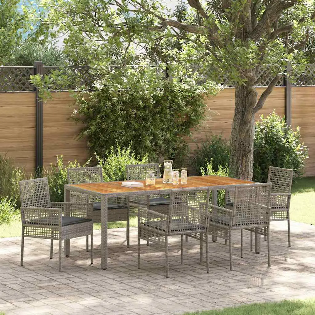 Ensemble de salle à manger pour jardin 7 pcs Gris polyrotin vidaXL 3334913