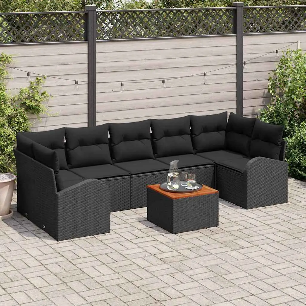 Ensemble de canapé de jardin avec stockage 8 pcs Noir polyrotin vidaXL 3356217