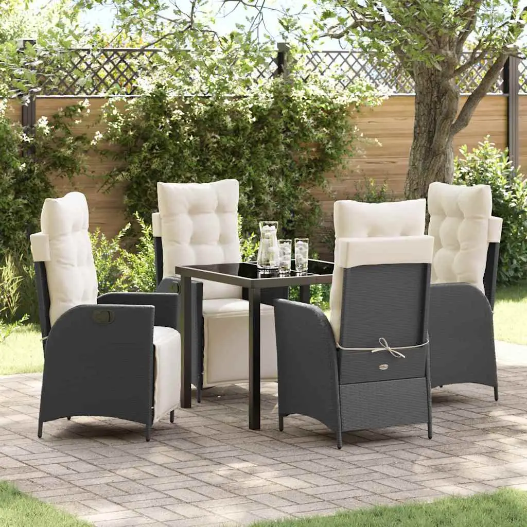 Ensemble de salle à manger pour jardin 5 pcs Noir polyrotin vidaXL 3380527 Noir et blanc crème