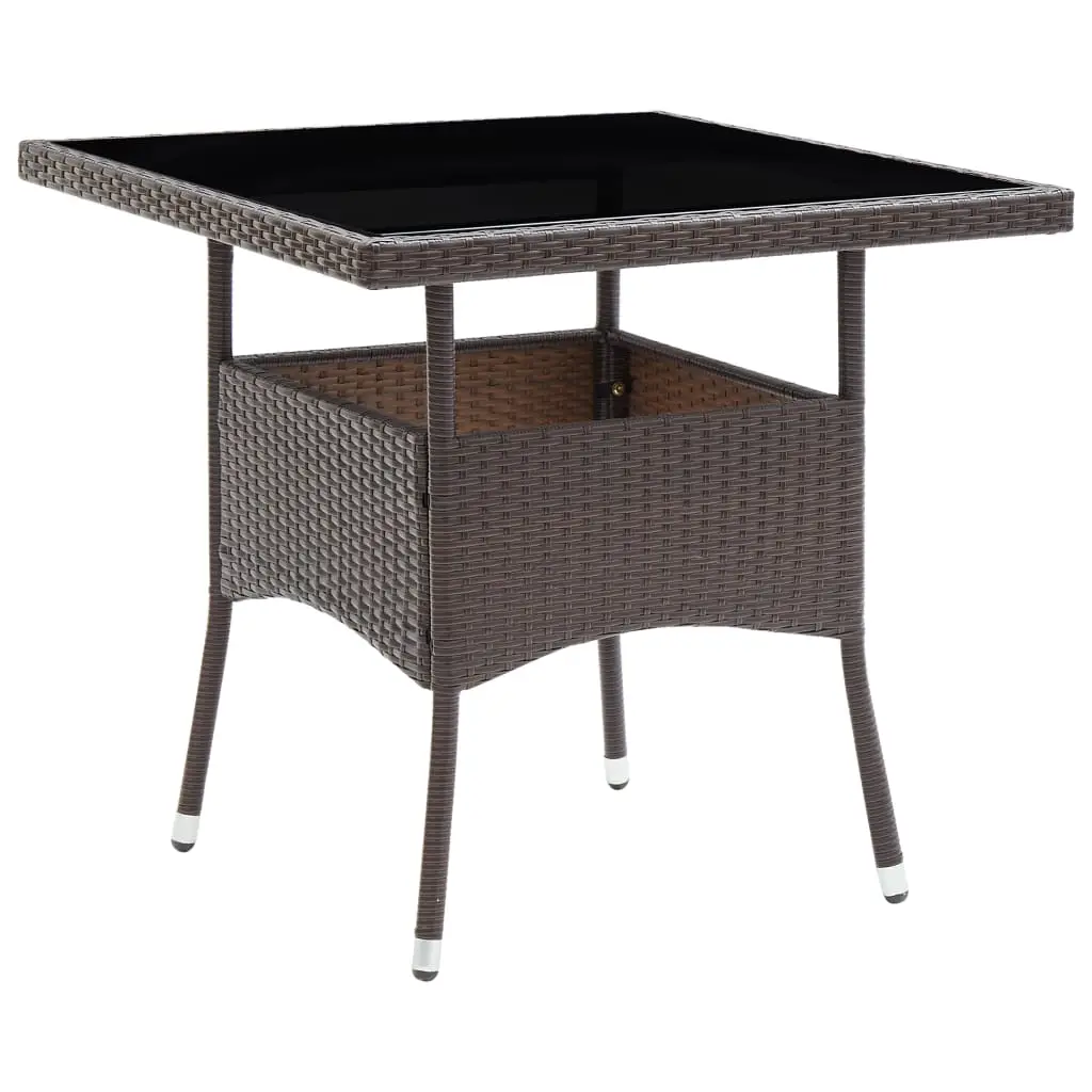 Ensemble de 3 pcs table de jardin avec chaises – mobilier de jardin Marron Résine tressée et verre