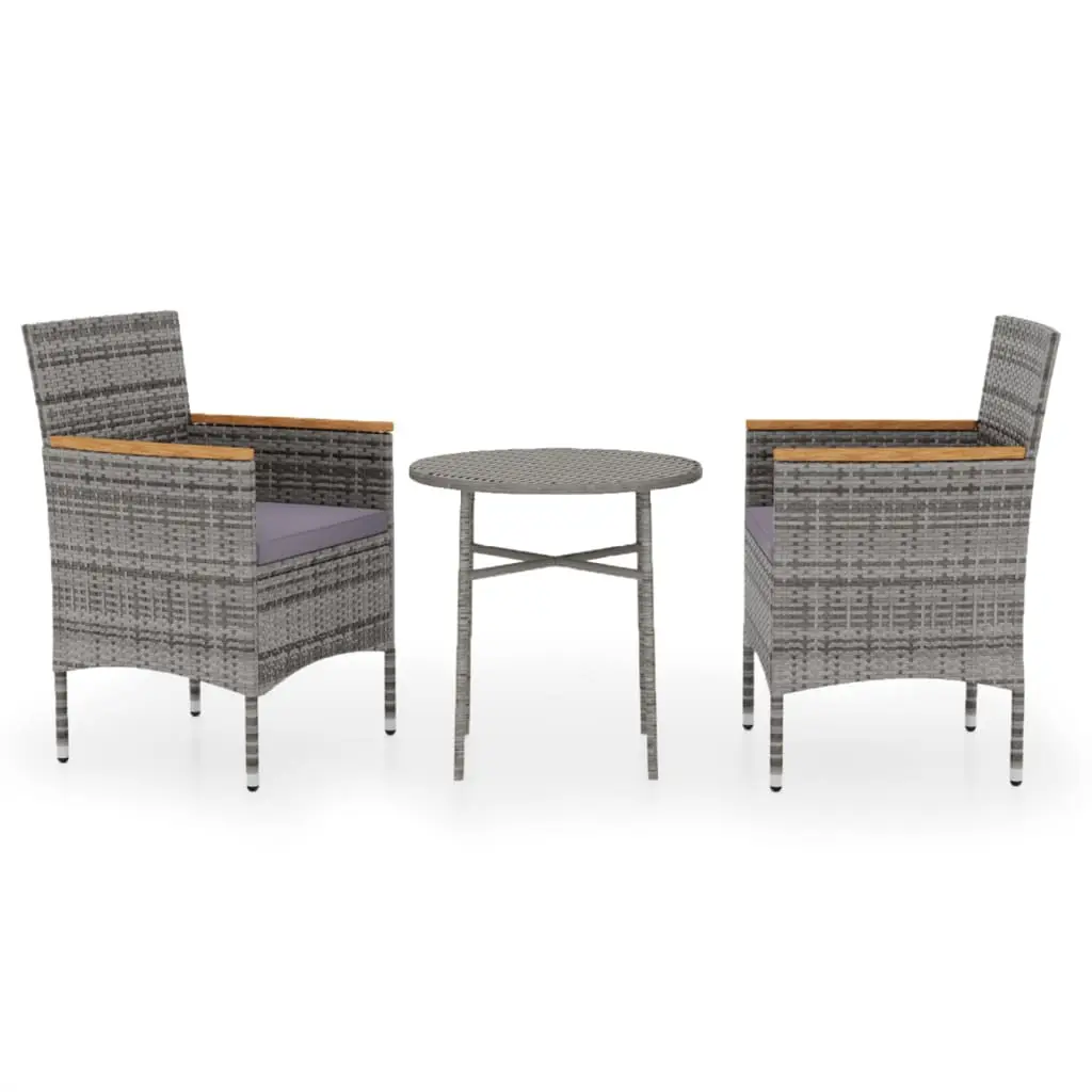 Ensemble de 3 pcs table de jardin avec chaises – mobilier de jardin Résine tressée Gris-JU2503