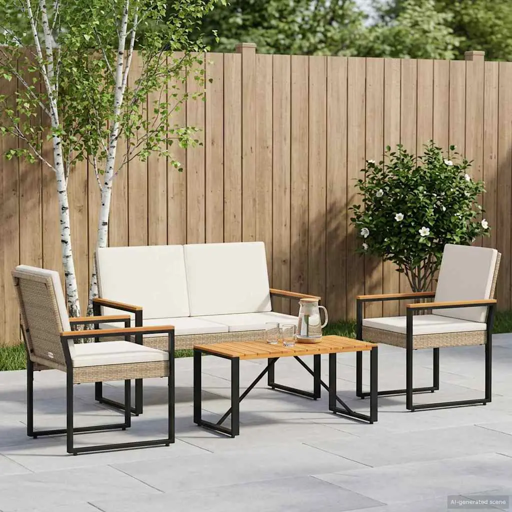 Ensemble de meubles d’extérieur 4 pcs Beige et blanc crème vidaXL 42025327