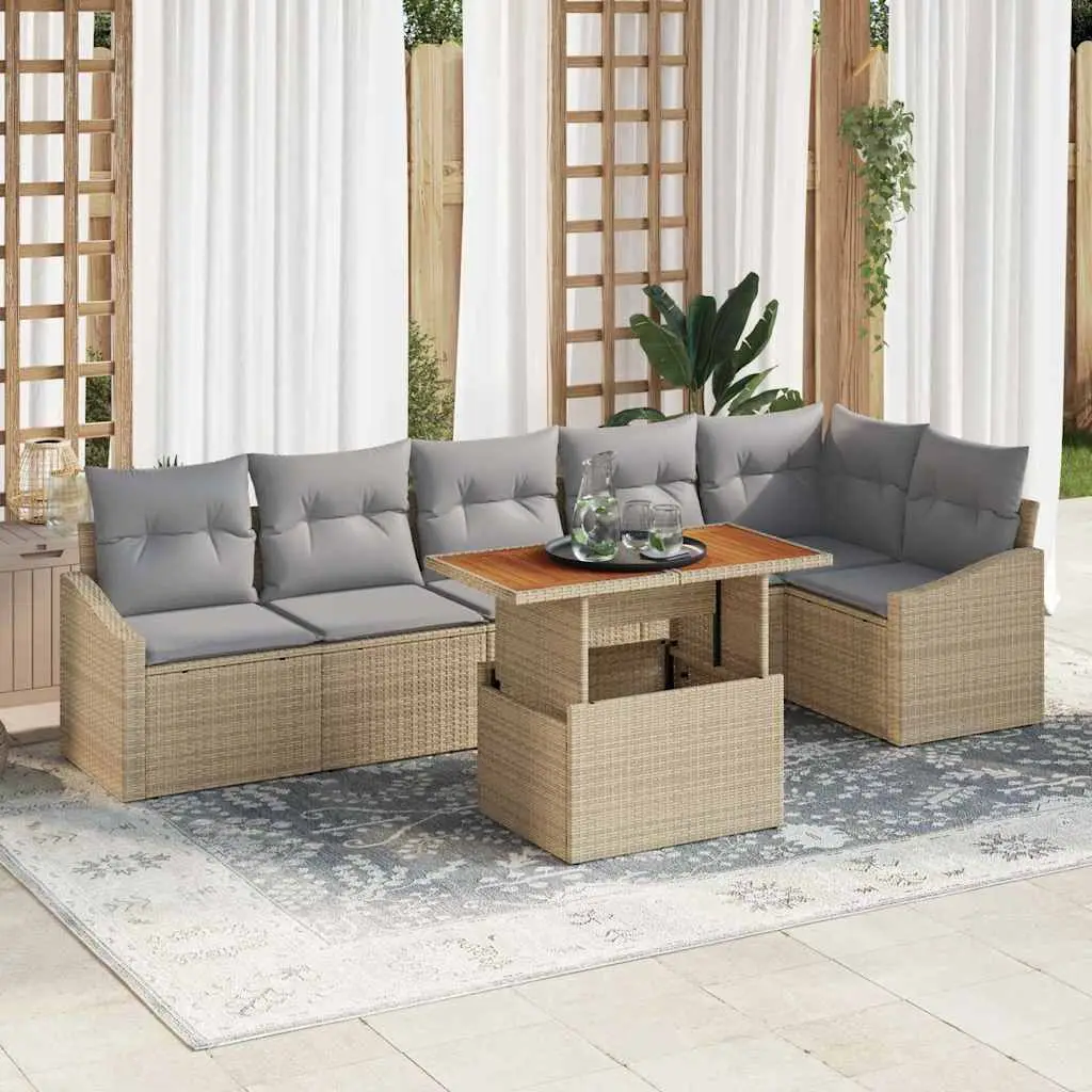 Ensemble de salle à manger pour jardin 7 pcs Beige et gris vidaXL 3349846 beige et gris