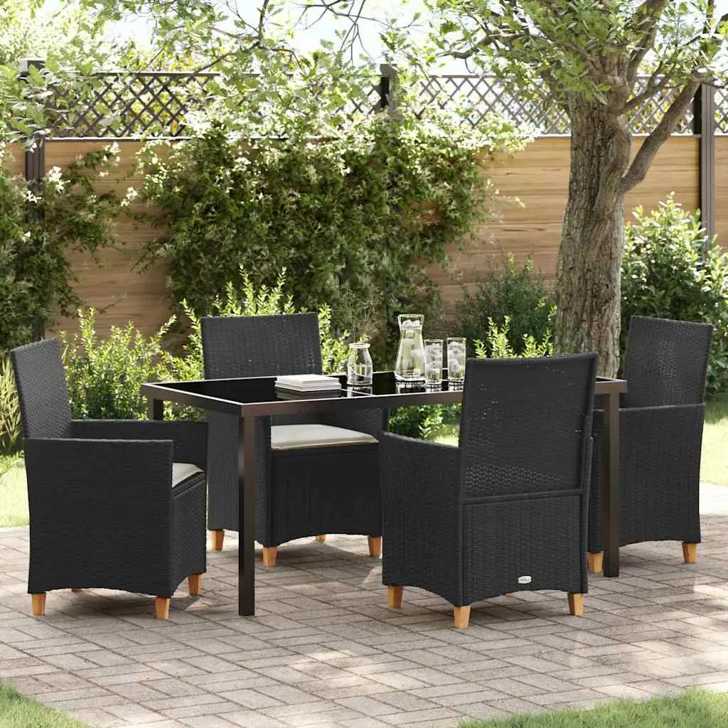 Ensemble de salle à manger pour jardin 5 pcs Noir polyrotin vidaXL 3381067