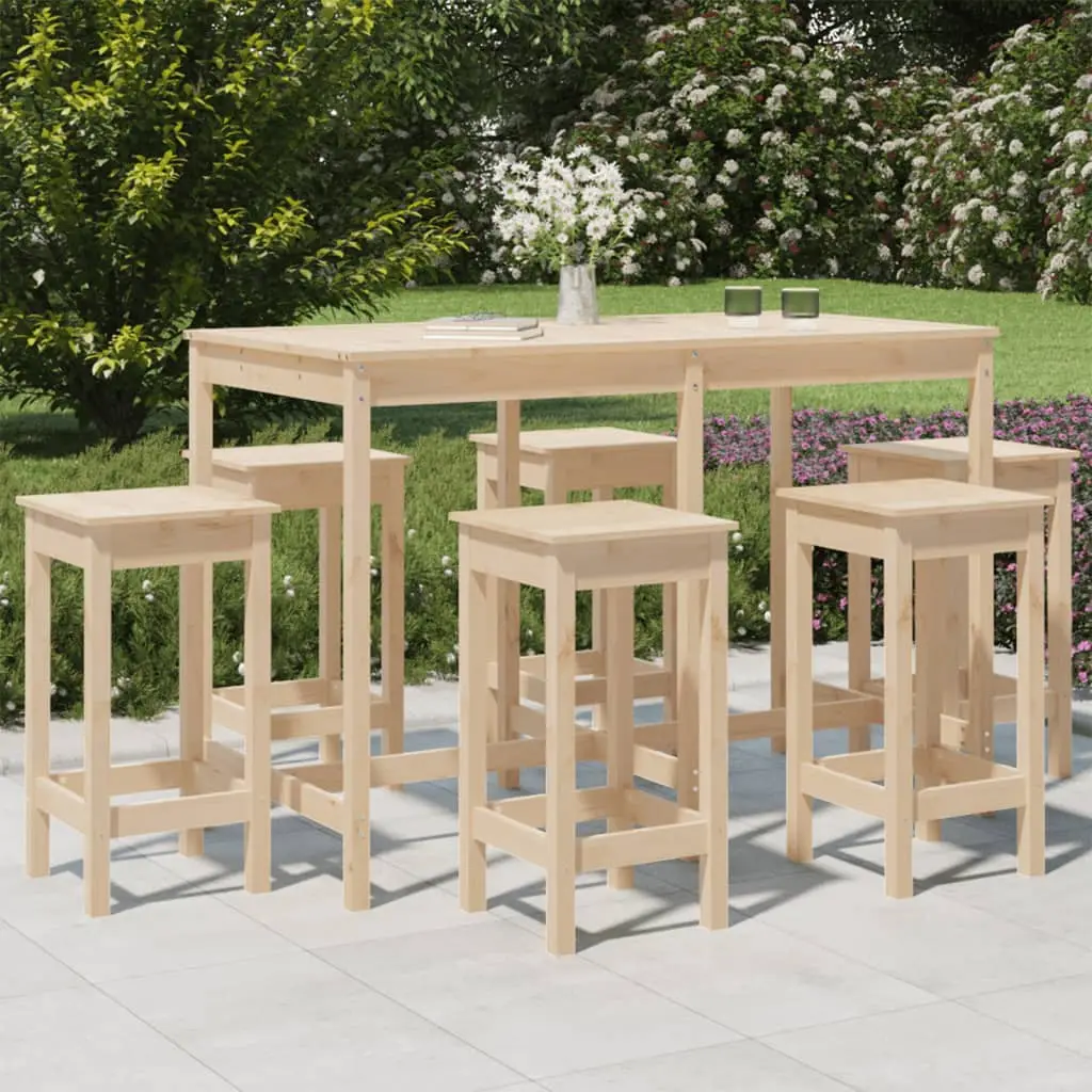 Ensemble de bar de jardin 7 pcs Bois de pin massif vidaXL 3154755