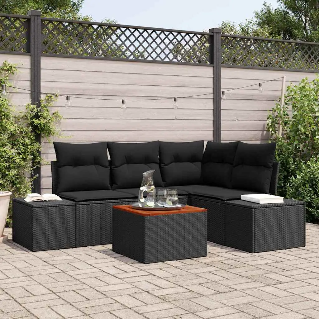 Ensemble de canapé de jardin avec stockage 5 pcs Noir polyrotin vidaXL 3356623